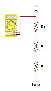 medindo a tensão nos resistores